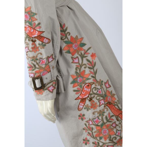 Calypso St Barth Floral Embroidered Trench Coat Boho Luxury Women’s Size M - Picture 11 of 16